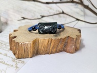 【純翠】天然翡翠 玩家級老藍水蓮花悟道純銀扣手繩 含台灣證書