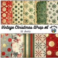 10 Sheets Vintage Christmas Wrap 1 by byte studio | Premium Paper Craft Junk Journal Stationery