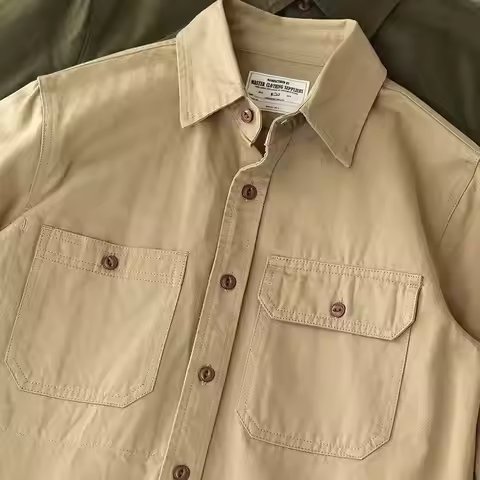 2025 American Heavy Retro Tooling Shirt Men's Long-sleeved Loose Shirt Men's Spring Coach Jacket men