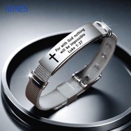 AGNES Family Friendship Bracelet, Stainless Steel/PVC Silver Inspirational Quotes Braclets, Simple A