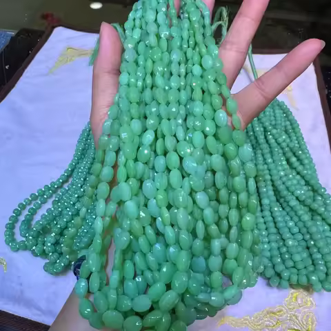 Wholesale 5A Natural Green Australian Jade Chrysoprase Faceted Pumpkin Bead Irregular Bead Stone For