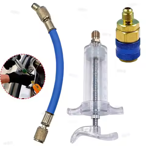 30ml Car A/C Oil/Dye Injector 1/4 Inch 1oz Low Side Quick Coupler Adapter Automotive Air Conditionin