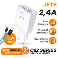 JETE C82 2-USB Charger Adapter 2. Fast Charging & Smart IQ + Micro Cable Type C/ / iphone