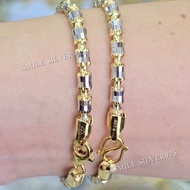 สร้อยข้อมือเงินแท้ 92.5% Italy ชุบ2กษัตริย์ (WG+G) ลายปล้องอ้อยคริสตัล Diamond cut 4mm.