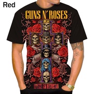 New Fashion skull Guns N' Roses T-shirt 3D Print Men and women Round Neck Short Sleeve T-shirt