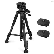 Toho Andoer TTT-663N 57.5inch Travel Lightweight Camera Tripod Stand Phone Tripod for DSLR SLR Camcorder Photography Video Shooting with Carry Bag Phone Clamp 2pcs Extra Quick Rel