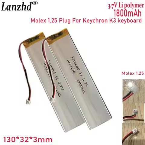 1-20 Pcs 3032130 3.7V 1800mAh Li Polymer Battery For Keychron K3 keyboard cells LED lights Bluetooth