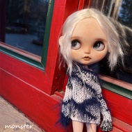 Blythe Little Ragdoll ob22ob24azone Baby Clothes Sweater Design Contrast Color Striped Plush Long Sw