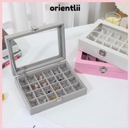 ORIENTLIIY Velvet Ring Box Tray, Dustproof 12 /24 Grid Jewellery Organiser Storage, Exquisite Multi-