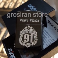 zippo bhara daksa Custom logo ukir grafir nama kado korek hitam 91