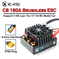 XC-ESC C8 160A Brushless ESC Support 3S~6S Lipo Battery For 1/7 1/8 RC Model Car Desert Truck Monste