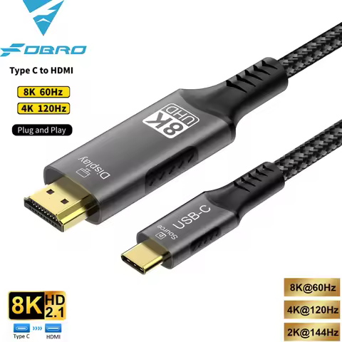 8K Type C to HDMI Cable HDMI 2.1 Cable 8K 60Hz 4K 120Hz For iphone 15 MacBook Huawei Mate30 Thunderb