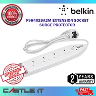 Belkin F9H402SA2M Extension Socket Surge Protector 4-Plugs With AV PORT Protection 2Meter