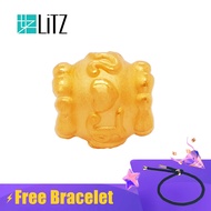 [Free Bracelet]LITZ 999 (24K) Gold Charm I LOVE U路路通 EPC0783 (1.24G)