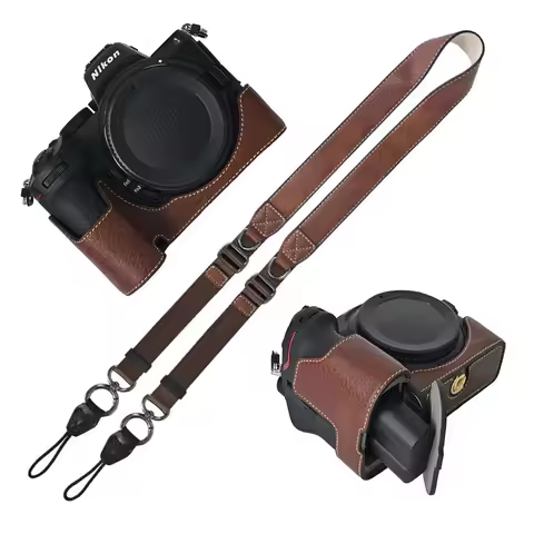 PU Leather Half Body Cover for Nikon Z6III Z6II Z7II Z5 Z50II Camera Case Bag Battery Opening Base W