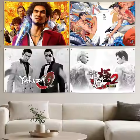 Game Y-Yakuzas Goro Majima Flags Aesthetic Wall Tapestry Printed Wall Hanging Living Room Party Outd