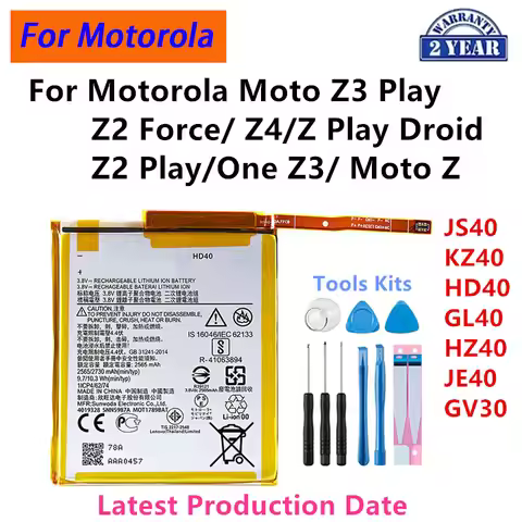 Battery JS40 KZ40 HD40 GL40 HZ40 JE40 GV30 For Motorola Moto Z Z3 Play Z4 Z2 Force Z Play Droid Z2 P