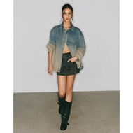 [DEZUS] Loose Washed Denim Shirt, Personality Cross Pocket Skirt - COSIMA & ECLIPSE - Y5DW250701 + Y