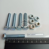 M8X45 (4.5 CM) WHITE HEXAGON NUT FULL THREAD BMP M8 X 45 LENGTH 4.5 CM BODY DIAMETER 8MM WHITE GALVA