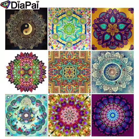 DIAPAI Diamond Painting 5D DIY Full Square/Round Drill "Religious Mandala" 3D Embroidery Cross Stitc