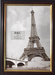Photo Frame Size A4 / 10R / 11R / 12R / A3 - Dark Brown Red With Gold Line (1pc)