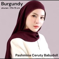 (BISA COD) kerudung pashmina ceruty baby doll / kerudung pashmina putih panjang / pasmina Burgendy