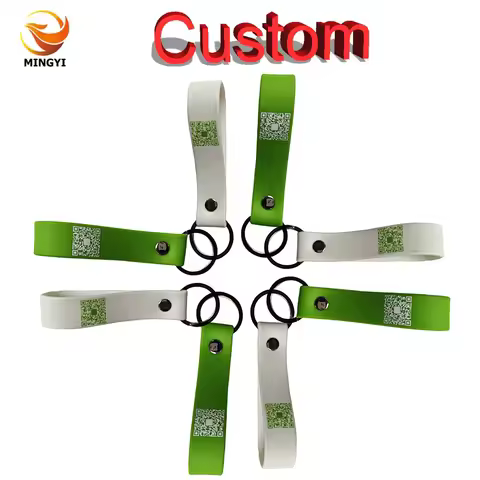 100PCS Custom 20mm Widened Silicone Keyrings Customizable QR Code Personalized Customized Rubber Key
