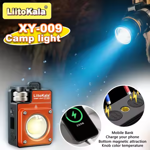 LiitoKala XY-009 3500LM Camping Lamp, Rechargeable LED Flashlight, IPX4 Waterproof, Magnetic Base, R