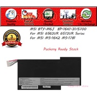 MSI BTY-M6J GS63VR GS73VR MS-16K2 MS-17B1 GS63VR 7RF-211UK BP-16K1-31/5700 Laptop Battery Replacemen