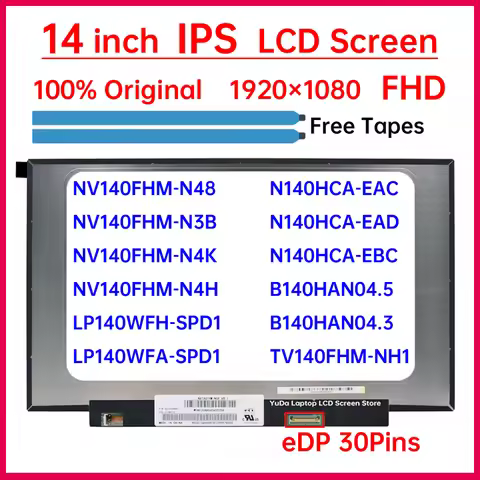 14" LCD Screen NV140FHM-N48 N4K N4H N3B N140HCA-EAC EAD EBC LP140WFH LP140WFA-SPD1 B140HAN04.5 TV140