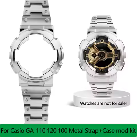 For Casio GA-110 GA-120 GA-100 Solid Stainless Steel Case Men's Waterproof Watchband bezel GA110 Met