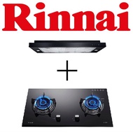 RINNAI RH-S329-PBR 90CM SLIMLINE HOOD WITH TOUCH CONTROL + RINNAI RB-72G 2 BURNER GLASS GAS HOB