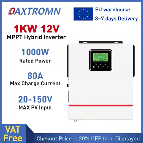 Daxtromn 1KW 1000W Hybrid function Solar Inverter 12V 220V Pure Sine Wave off-grid inverter MPPT 80A