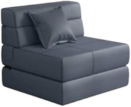 【Tech Cloth】PU Thick Foldable Sofabed/Foldable Sofa/Foldable Mattress/Lazy/Folding/Bed (PU - Dark Blue, 72x192x18cm)
