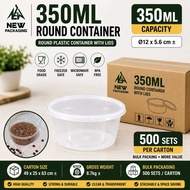 MW R12 / FC-12 350ML Round Plastic Container With Lid 500 Sets/Carton Bekas Makanan Bulat Microwave 
