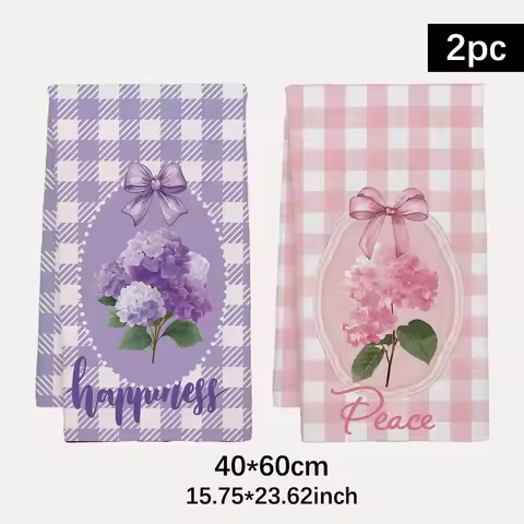 2pcs 40x60cm Valentine's Day Series DishCloth Tea Towel Kitchen Dishcloth Grid Kitchen Towels, Anniv