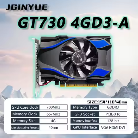 JGINYUE Geforce GT730 4GB Graphics Card GDDR3 GPU 128Bit HDMI VGA DVI PCI-E 3.0 Desktop Daily Office