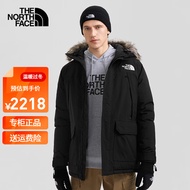 北面（The North Face）羽绒服男22秋冬款户外600蓬鹅绒填充连帽中长款防水保暖外套5B19 JK3/黑色 XXL