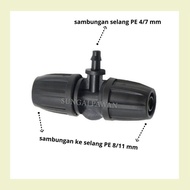 2 branch connector connection PE hose 8/ 11 mm - 3/8 or 5/ 16 inches to PE hose 4/ 7 mm or 1/ 4 inch