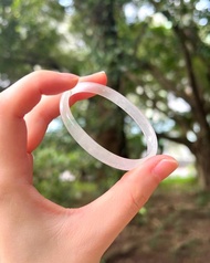 冰種 天然翡翠 緬甸 A玉 玉鐲 • 高冰種白冰花青翡翠貴妃鐲