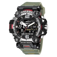 SMAEL Outdoor Sport Tactical Watch for Men Waterproof Dual Display Quartz Electronic Digital Watch