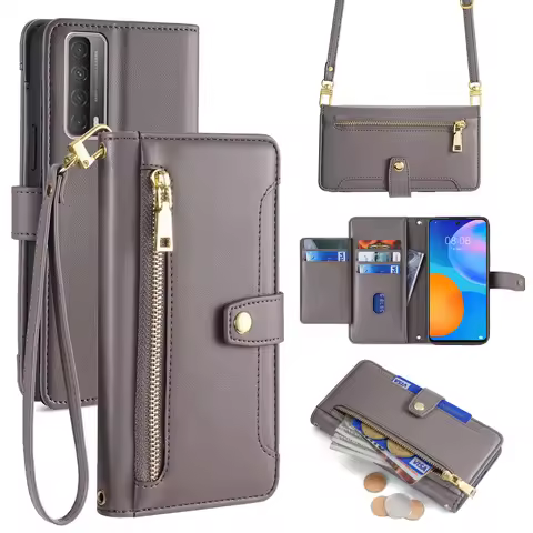 New Ladies Zipper Wallet Phone Case For Huawei X9C 5G P Smart 2021 Y9s Y7p Y8p Y6p Y7a Y9a Y8s Cross
