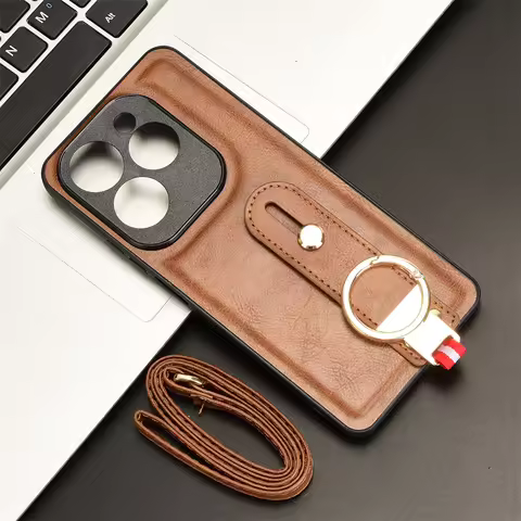 For Tecno Spark 20 Pro KJ6 Wristband Ring Case TPU Back Cover Dust Box Suitable for Tecno Spark 20 P