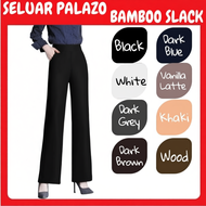 KGT Bamboo Slack Seluar Palazzo Baggy Cutting Scuba Ladies Slack Pants Seluar Getah Palazzo
