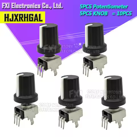 5 Sets RV09 Vertical 1K 10K 20K 50K 100K 500K Ohm Adjustable Resistor 9 Type 3pin Seal Potentiometer
