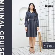 Jousse Dress ชุดเดรสเชิ้ตลายริ้วสีขาวกรมท่าโทนสีขับผิว ดีไซน์เข้ารูป ชุดเดรส เดรสแฟชั่นสวยๆ ชุดเดรสผ