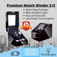 Premium Watch Winder 2+3 Automatic Self-Winding Box Watch Storage Box with LED Light