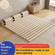 Tatami Mattress Bed Frame with Solid Wood Slatted Base Breathable, Moisture-Resistant Bed Board Fold