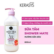 Sữa tắm cao cấp Hàn Quốc Aekyung Showermate Goatmilk Strawberry (Dưỡng ẩm, trắng da - Hương dâu) 800
