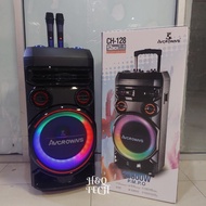 20000W AVCROWNS CH-128 12"inch BLUETOOTH WIRELESS SPEAKER KAYU TROLLEY RECHARGERABLE LED LIGHT 2 WIR